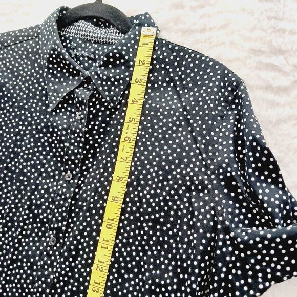 Blouse Sz M Polka Dot Preppy Classic Ralph Lauren Goth Shirt Office Houndstooth - Picture 5 of 12